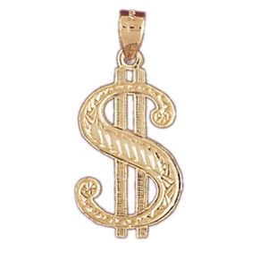 14k Yellow Gold Dollar Sign Charm